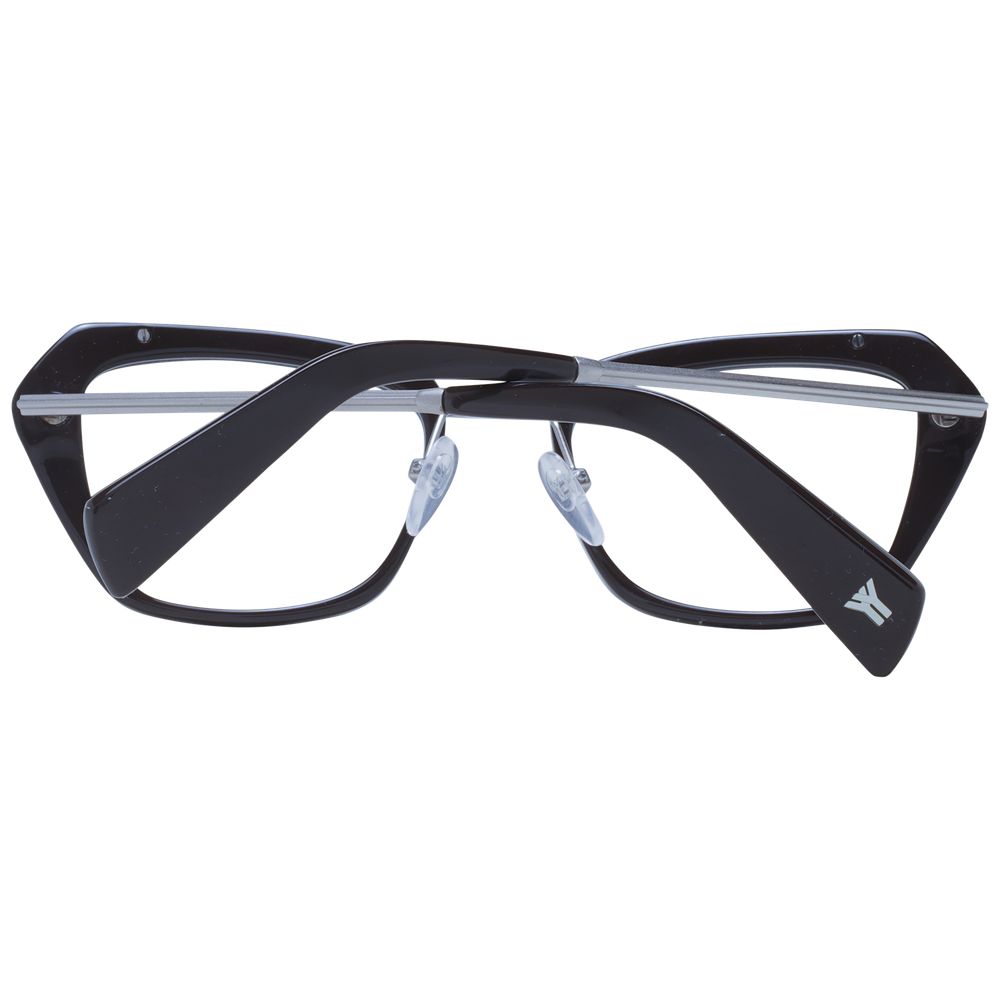 Eyeglasses Frames by Yohji Yamamoto for women in metal black showcases a reflective silhouette, artfully incorporating a sophisticated black coloured frame with a distinct full-frame frame design.