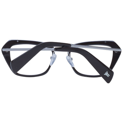 Eyeglasses Frames by Yohji Yamamoto for women in metal black showcases a reflective silhouette, artfully incorporating a sophisticated black coloured frame with a distinct full-frame frame design.