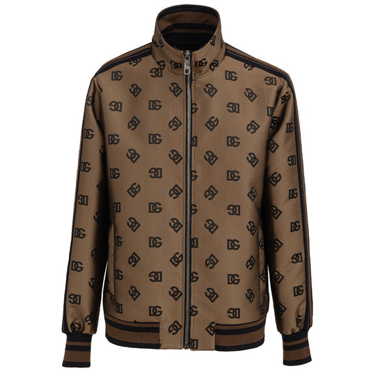 Jacket by Dolce & Gabbana for men in polyester & mesh bronze, jacquard, monogram & striped features a smart silhouette, perfectly accentuated by its unique and functional pockets for a smart finish.