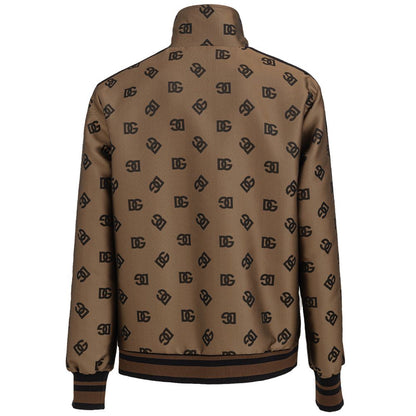 Jacket by Dolce & Gabbana for men in polyester & mesh bronze, jacquard, monogram & striped features an utilitarian silhouette with a refined , showcasing sophisticated pockets for an utilitarian aesthetic.