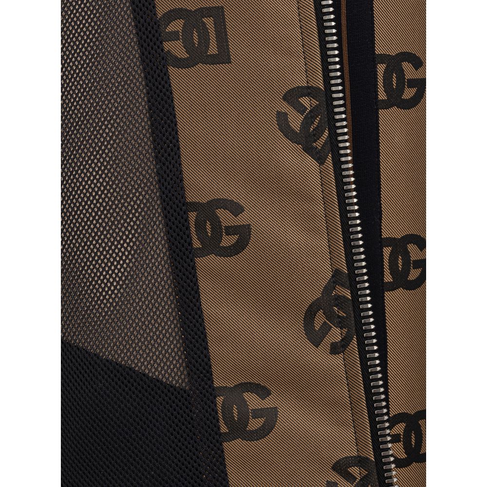 This Jacket by Dolce & Gabbana for men in polyester & mesh bronze, jacquard, monogram & striped showcases a magnificent silhouette, meticulously crafted with a distinctive and functional pockets for a magnificent finish.