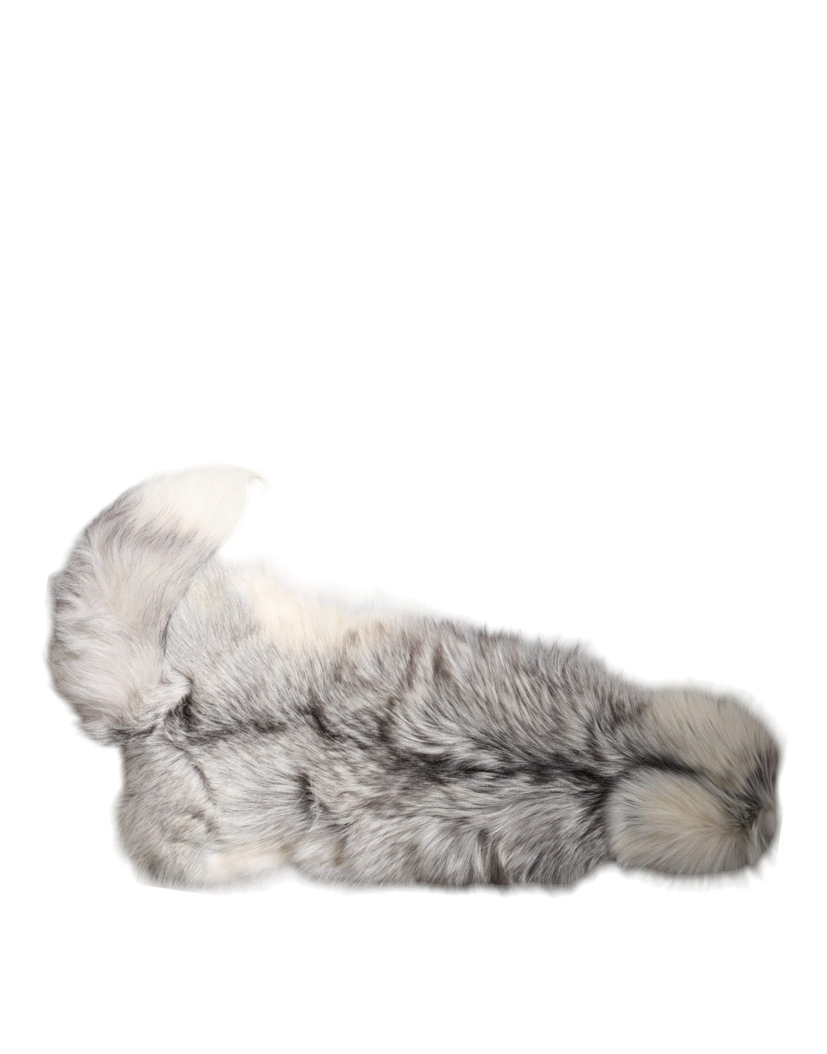 Dolce & Gabbana Fox Fur & Silk Rectangular Wrap Scarf - White