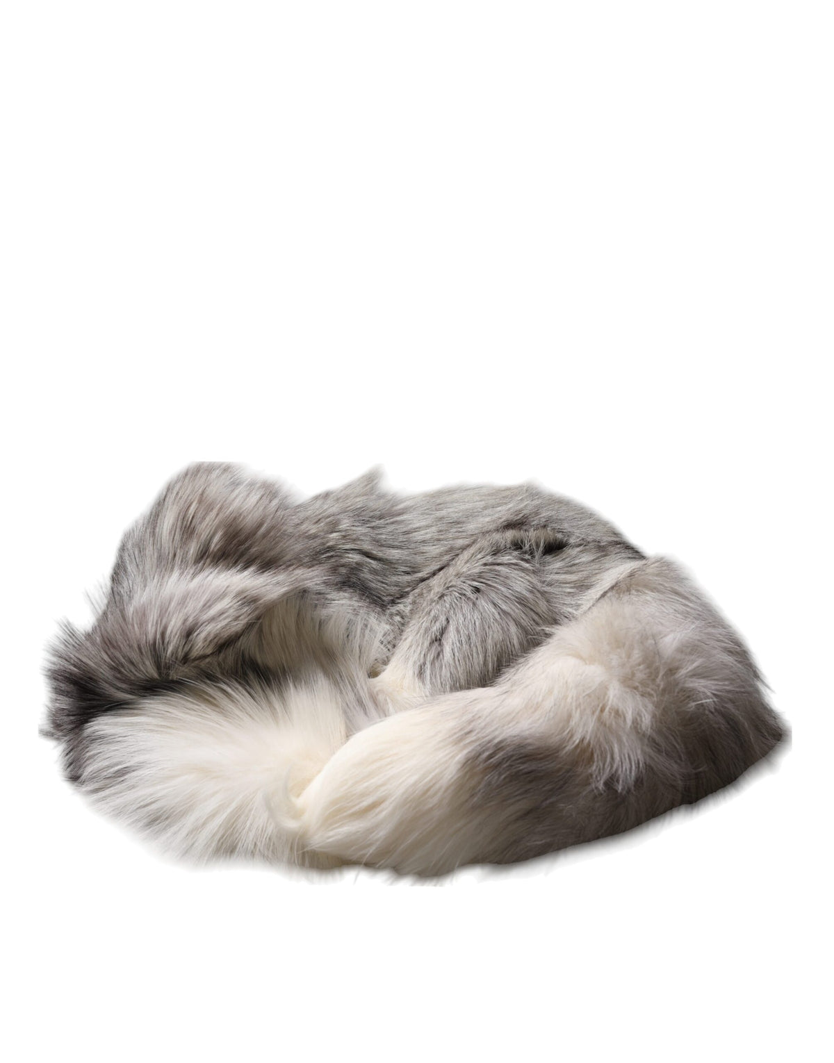 Dolce & Gabbana Fox Fur & Silk Rectangular Wrap Scarf - White