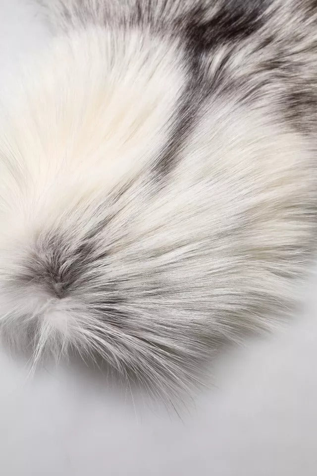Dolce & Gabbana Fox Fur & Silk Rectangular Wrap Scarf - White