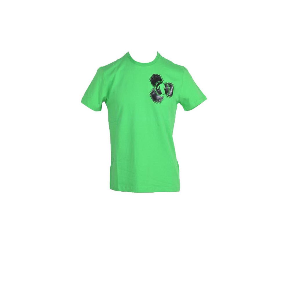 T-Shirt by Bikkembergs for men in cotton green showcases a chic silhouette, artfully detailed with a chic crew neckline and short-sleeve for a chic finish.