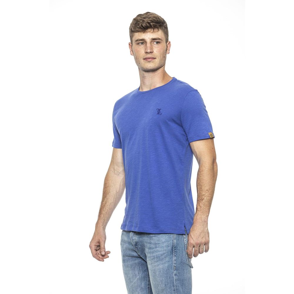 T-Shirt by Billionaire Italian Couture for men in cotton light-blue showcases a unassuming silhouette, artfully detailed with a refined round neckline and unassuming for a sophisticated, contemporary look.