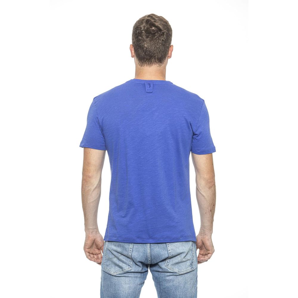 T-Shirt by Billionaire Italian Couture for men in cotton light-blue showcases a fashionable silhouette, elegantly detailed with a fashionable and for a sophisticated, high-fashion look.