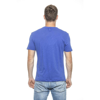T-Shirt by Billionaire Italian Couture for men in cotton light-blue showcases a fashionable silhouette, elegantly detailed with a fashionable and for a sophisticated, high-fashion look.