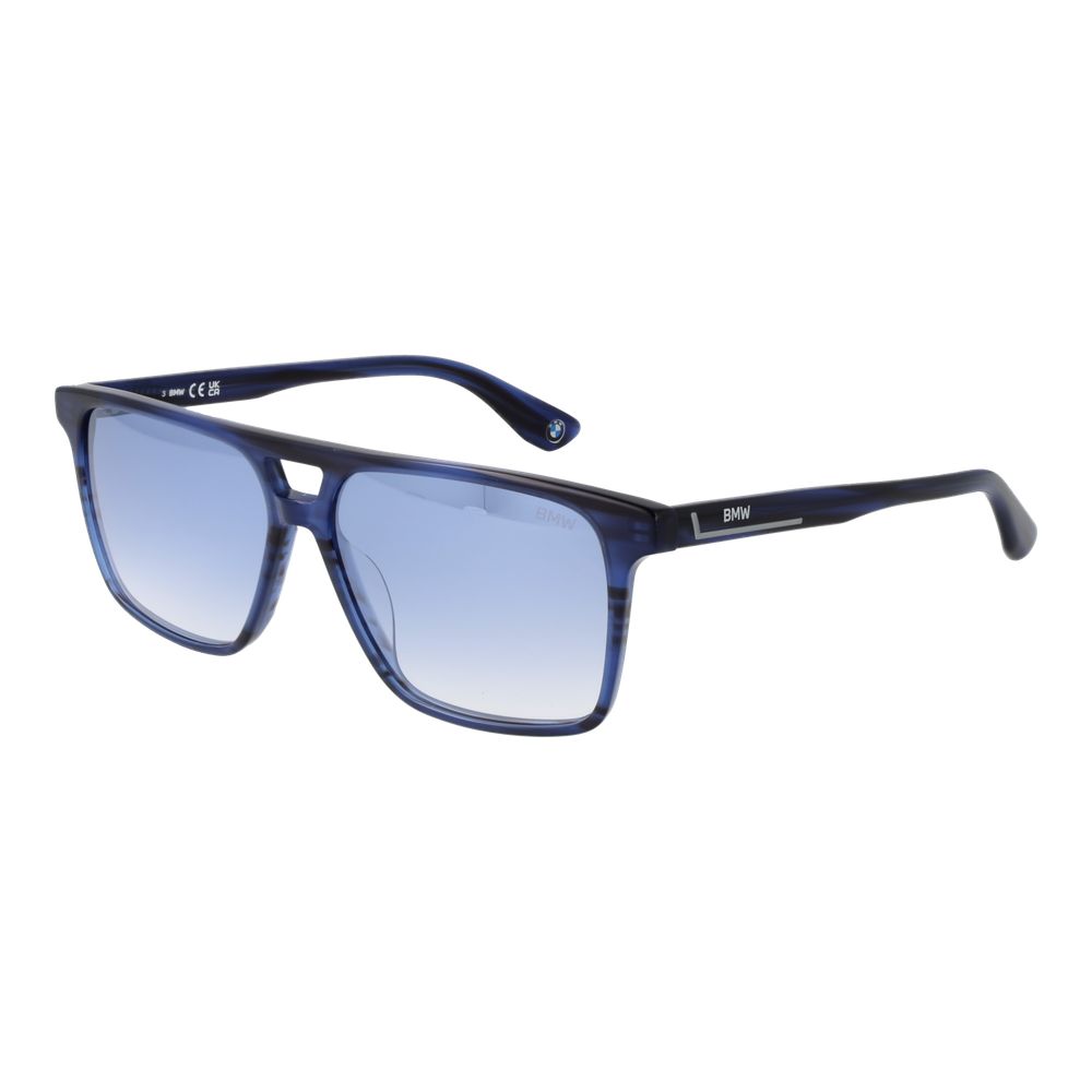 BMW Rectangle Mirrored Gradient Medium-Tint Acetate Sunglasses - Blue