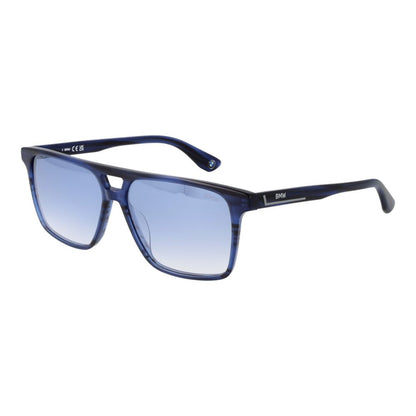 BMW Rectangle Mirrored Gradient Medium-Tint Acetate Sunglasses - Blue