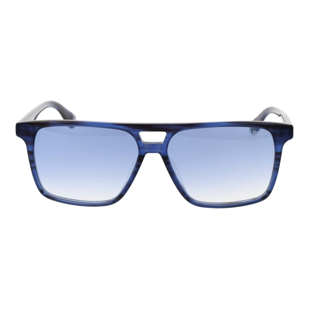 BMW Rectangle Mirrored Gradient Medium-Tint Acetate Sunglasses - Blue
