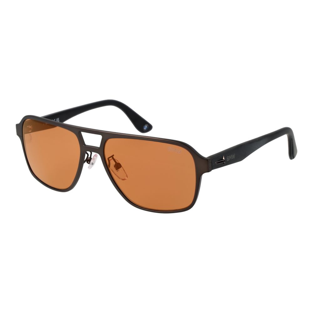 This Sunglasses by BMW for men in gray presents a sumptuous silhouette, showcasing a sumptuous aviator full-rim frame design in gunmetal coloured frame and high-performance mirrored category-2-medium-tint lens.