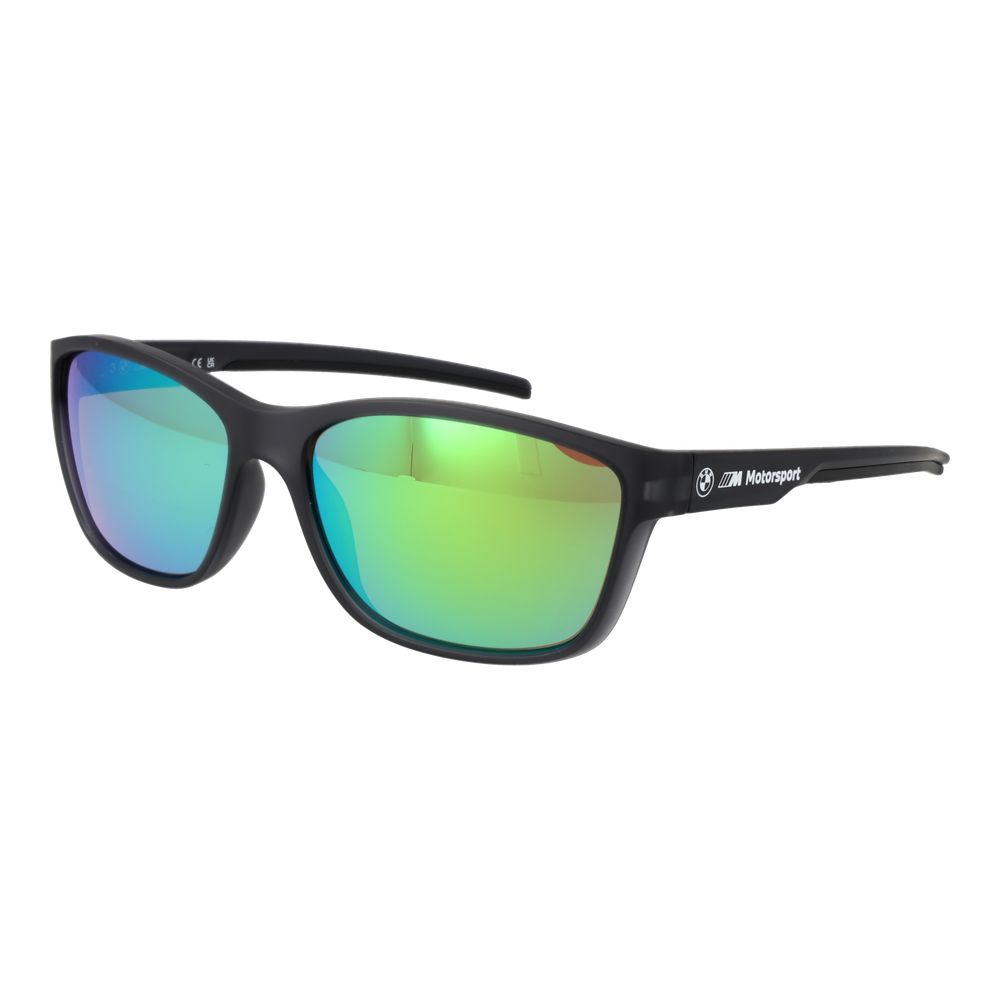 Sunglasses by BMW Motorsport for men in plastic and black presents a sumptuous silhouette, featuring black coloured frame and full-rim sport frame design with mirrored category-3-dark-tint lens for a sumptuous look.
