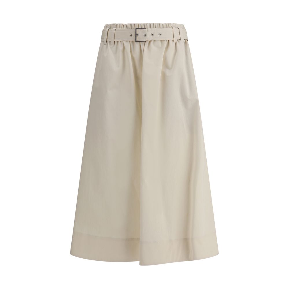 Skirt by Brunello Cucinelli for women in acetate & polyester cream showcases a dramatic silhouette, artfully capturing the essence of the Women's Acetate & Polyester Skirt in a dramatic cut for a refined look.