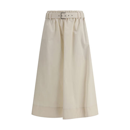 Skirt by Brunello Cucinelli for women in acetate & polyester cream showcases a dramatic silhouette, artfully capturing the essence of the Women's Acetate & Polyester Skirt in a dramatic cut for a refined look.