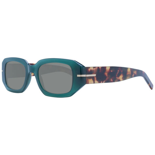 Sunglasses by Hugo Boss for women in eco-acetate and green featuring an opulent rectangle full-rim frame design with a sophisticated green coloured frame finish and high-performance non-polarized category-3-dark-tint lens.