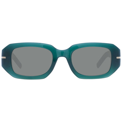 Sunglasses by Hugo Boss for women in eco-acetate green showcases a ethereal silhouette, featuring green coloured frame rectangle full-rim frame design with non-polarized category-3-dark-tint lens for a ethereal finish.