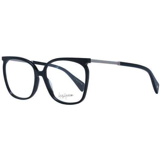 Eyeglasses Frames by Yohji Yamamoto for women in acetate black features an refined silhouette, showcasing the refined black coloured frame and sophisticated full-frame frame design.