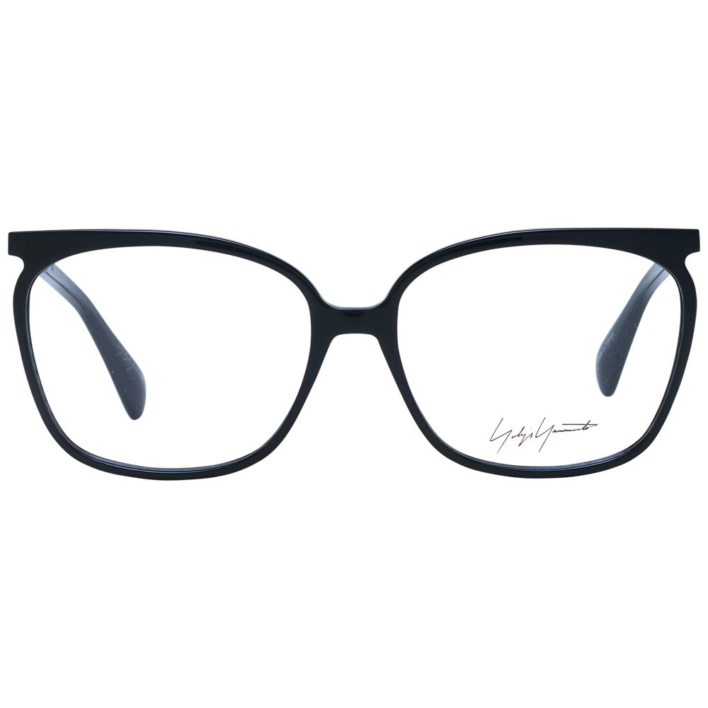 Eyeglasses Frames by Yohji Yamamoto for women in acetate black showcases a reflective silhouette, artfully incorporating a sophisticated black coloured frame with a distinct full-frame frame design.