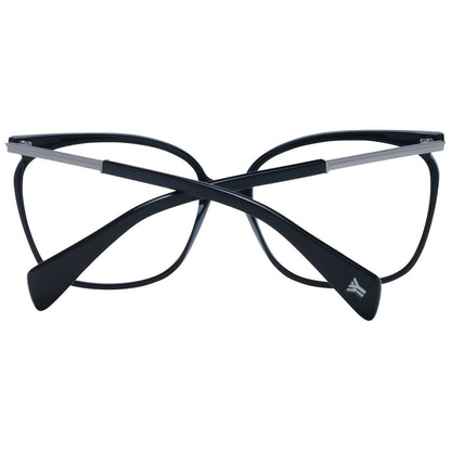 Eyeglasses Frames by Yohji Yamamoto for women in acetate black features an refined silhouette, showcasing a sophisticated black coloured frame and refined full-frame frame design for a refined look.