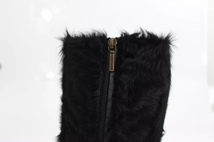 Dolce & Gabbana Women's Lamb Shearling Xiangao Leather Fur & Rubber Flat High Knee-High Boots - Black