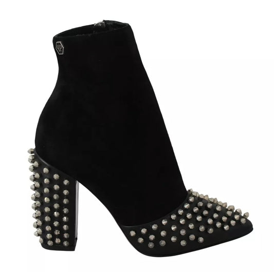 Philipp Plein Women's Suede Leather Ankle Boots - Black