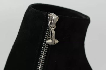 Philipp Plein Black Suede Studded Heels Ankle Boots Shoes
