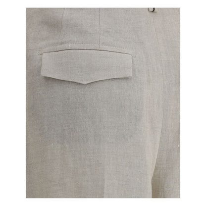 Casual Pants by Brunello Cucinelli for women in linen polyamide & polyester beige features a polished silhouette with a polished regular-fit & wide, reaching a polished long and finished with a polished .