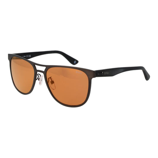 Sunglasses by BMW for men in aluminium gray showcases a ethereal silhouette, featuring gunmetal coloured frame aviator full-rim frame design with mirrored category-2-medium-tint lens for a ethereal finish.