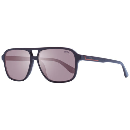 Sunglasses by BMW for men in acetate burgundy features a sumptuous silhouette, showcasing a sumptuous aviator full-rim frame design in burgundy coloured frame with high-performance mirrored category-3-dark-tint lens.