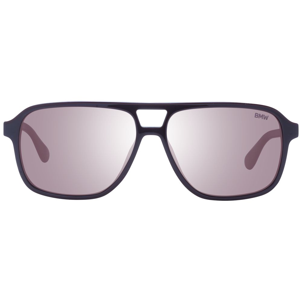 Sunglasses by BMW for men in acetate burgundy features an lustrous aviator full-rim frame design with burgundy coloured frame detailing and mirrored category-3-dark-tint lens for a lustrous aesthetic.