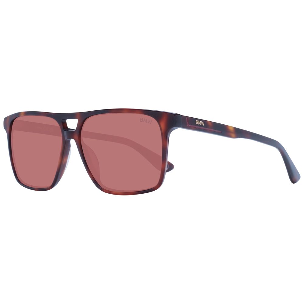 Sunglasses by BMW for men in acetate brown features a sumptuous silhouette, showcasing a sumptuous rectangle full-rim frame design in brown coloured frame with high-performance non-polarized category-2-medium-tint lens.