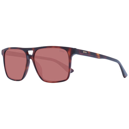 Sunglasses by BMW for men in acetate brown features a sumptuous silhouette, showcasing a sumptuous rectangle full-rim frame design in brown coloured frame with high-performance non-polarized category-2-medium-tint lens.