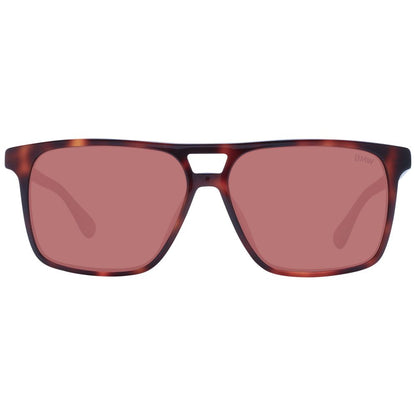 Sunglasses by BMW for men in acetate brown features an lustrous rectangle full-rim frame design with brown coloured frame detailing and non-polarized category-2-medium-tint lens for a lustrous aesthetic.