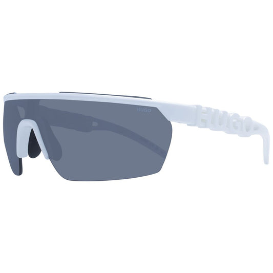 Sunglasses by Hugo Boss for men in polyamide white showcases a ethereal silhouette, featuring white coloured frame full-rim mono-lens frame design with non-polarized category-3-dark-tint lens for a ethereal finish.