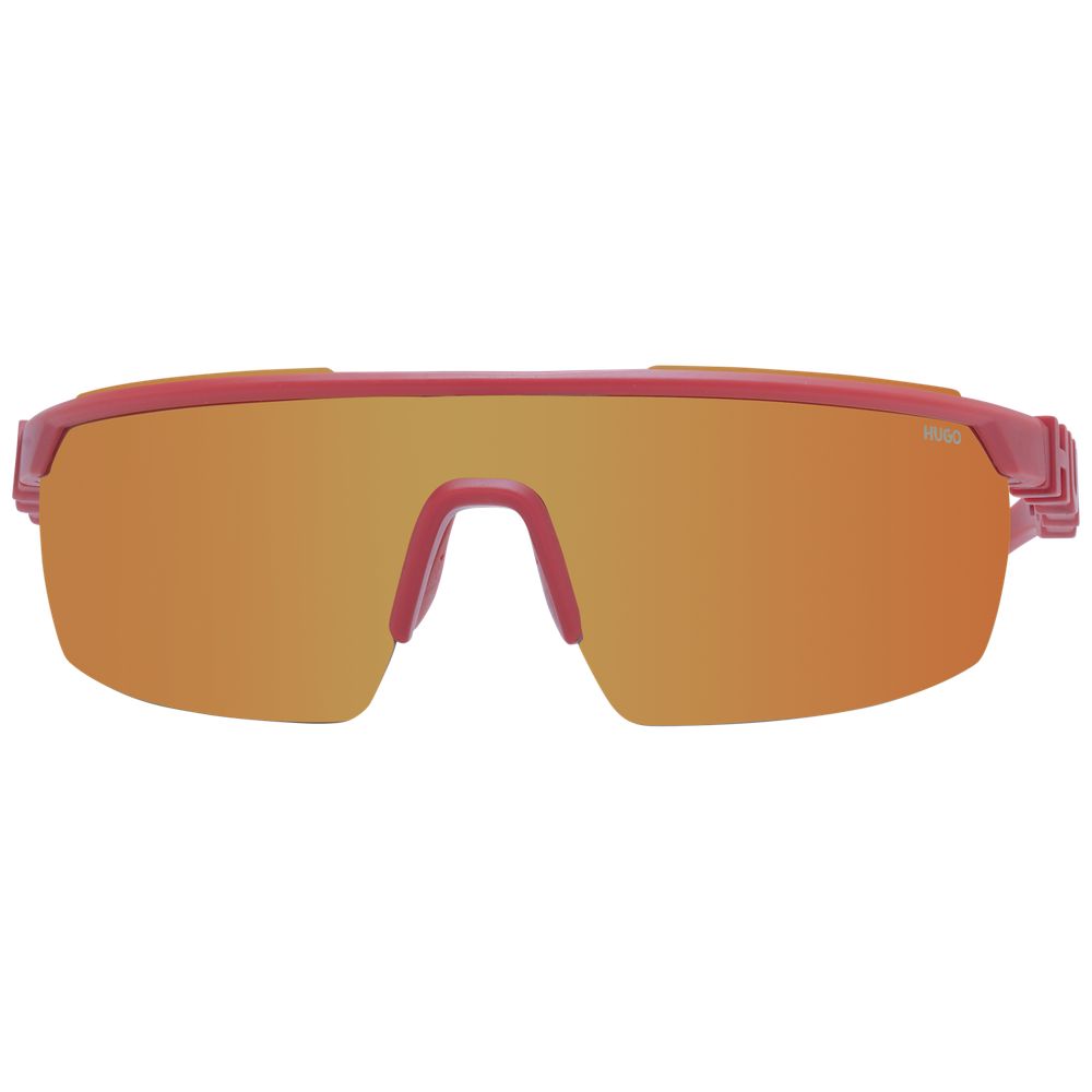 This Sunglasses by Hugo Boss for men in polyamide red presents a sumptuous silhouette, showcasing a sumptuous full-rim mono-lens frame design in red coloured frame and high-performance mirrored category-2-medium-tint lens.
