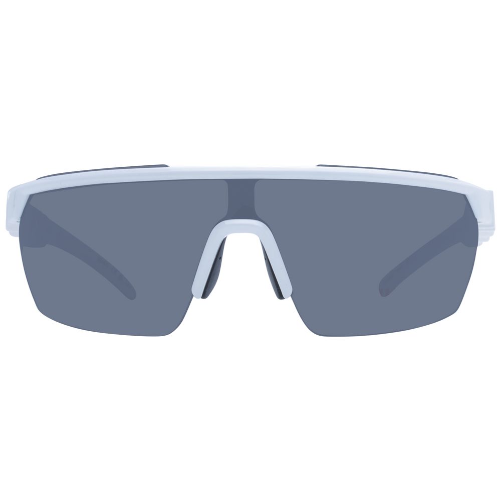 Sunglasses by Hugo Boss for men in polyamide white features a sumptuous silhouette, showcasing a sumptuous full-rim mono-lens frame design in white coloured frame with high-performance non-polarized category-3-dark-tint lens.