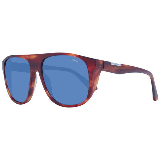 Sunglasses by BMW for men in acetate brown showcases a ethereal silhouette, featuring brown coloured frame full-rim round frame design with non-polarized category-3-dark-tint lens for a ethereal finish.