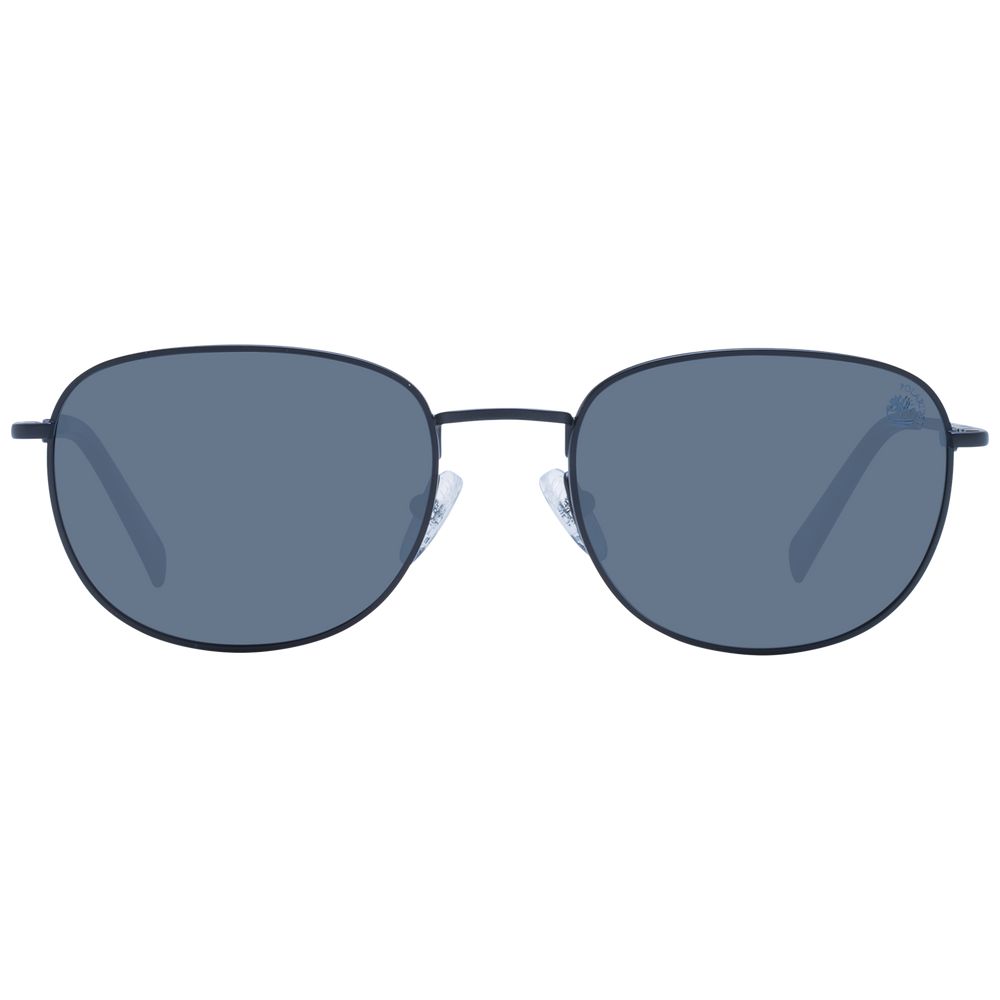 Sunglasses by Timberland for men in metal and black presents a sumptuous silhouette, featuring black coloured frame and full-rim oval frame design with polarized category-3-dark-tint lens for a sumptuous look.