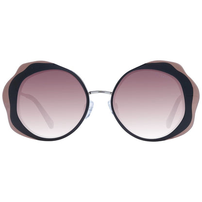 Sunglasses by Ted Baker for women in acetate black features a sumptuous silhouette, showcasing a sumptuous full-rim round frame design in black coloured frame with high-performance gradient category-3-dark-tint lens.