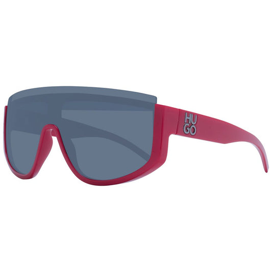 Sunglasses by Hugo Boss for men in polyamide red features an ethereal half-rim mono-lens frame design with red coloured frame frames and non-polarized category-3-dark-tint lens for a ethereal finish.