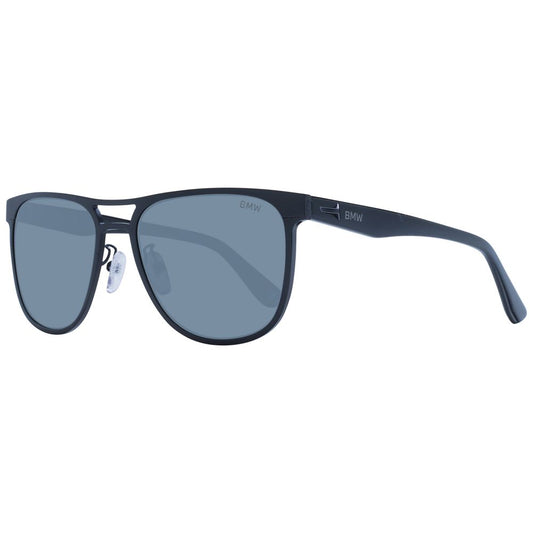 Sunglasses by BMW for men in aluminium black features a sumptuous silhouette, showcasing a sumptuous full-rim square frame design in black coloured frame with high-performance non-polarized category-3-dark-tint lens.