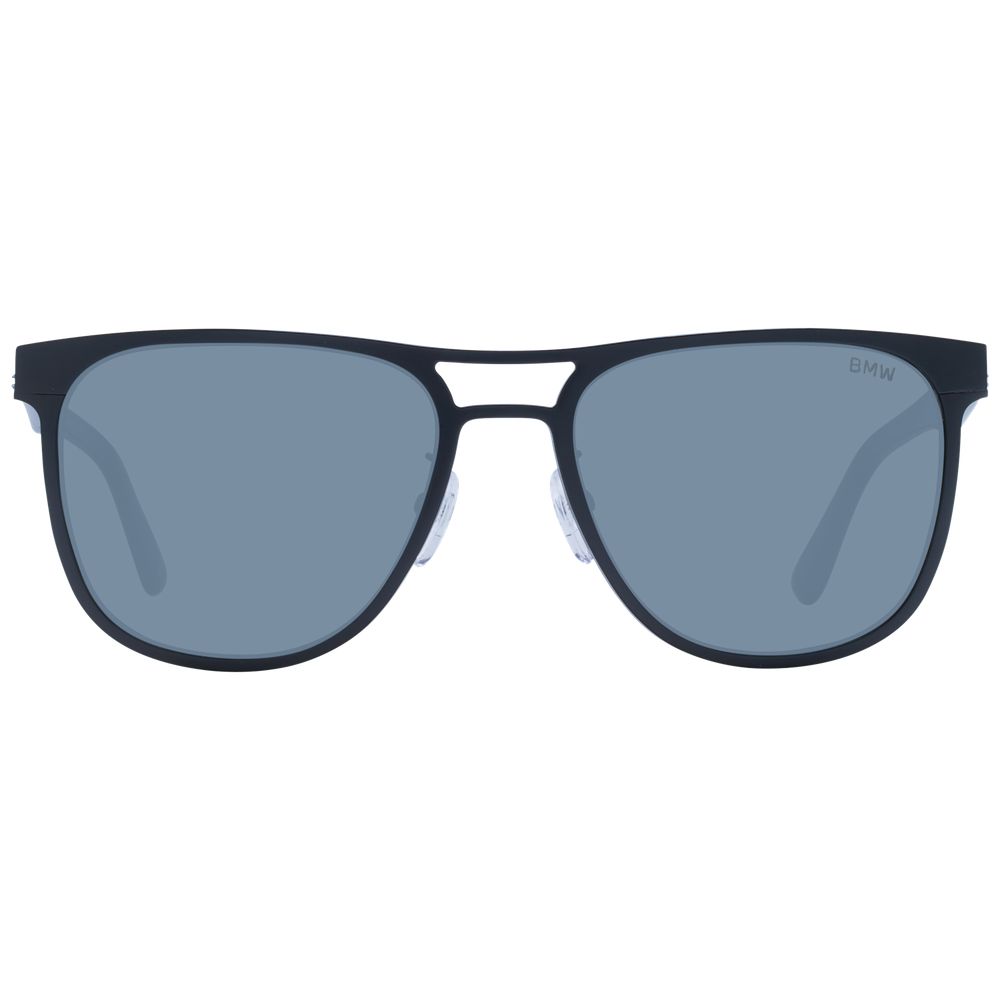 Sunglasses by BMW for men in aluminium black features an lustrous full-rim square frame design with black coloured frame detailing and non-polarized category-3-dark-tint lens for a lustrous aesthetic.