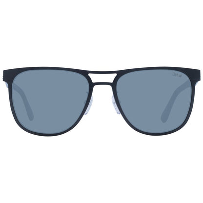 Sunglasses by BMW for men in aluminium black features an lustrous full-rim square frame design with black coloured frame detailing and non-polarized category-3-dark-tint lens for a lustrous aesthetic.