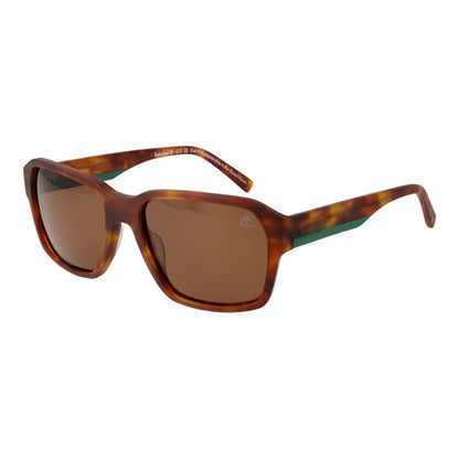 Sunglasses by Timberland for men in acetate brown showcases a ethereal silhouette, featuring brown coloured frame full-rim square frame design with polarized category-3-dark-tint lens for a ethereal finish.