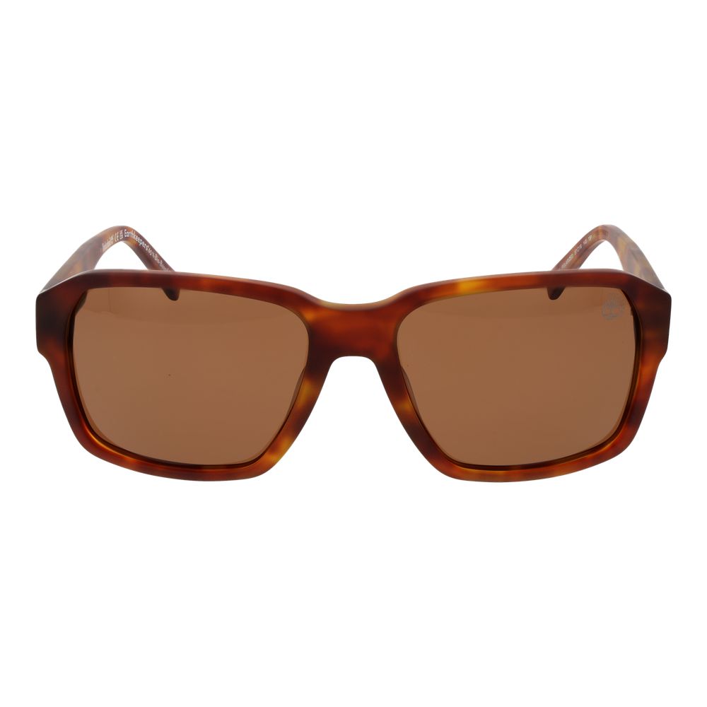 Sunglasses by Timberland for men in acetate and brown featuring an opulent full-rim square frame design with a sophisticated brown coloured frame finish and high-performance polarized category-3-dark-tint lens.