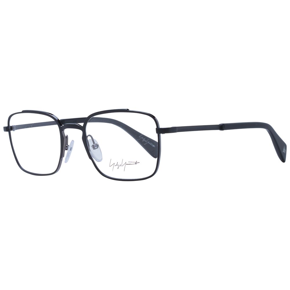 Eyeglasses Frames by Yohji Yamamoto for men in polyester & polyurethane and black showcases a refined silhouette, detailed with a black coloured frame finish and a sophisticated full-frame frame design.