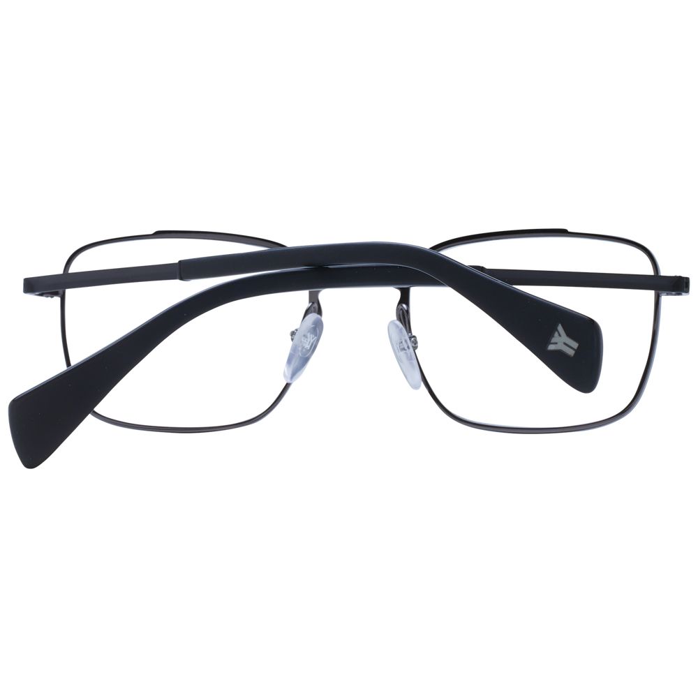 Eyeglasses Frames by Yohji Yamamoto for men in polyester & polyurethane black features an refined silhouette, showcasing the refined black coloured frame and sophisticated full-frame frame design.