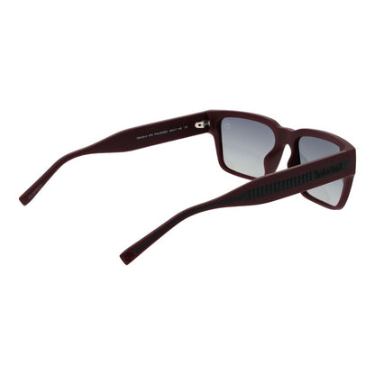 Sunglasses by Timberland for men in plastic burgundy features an ethereal rectangle full-rim frame design with burgundy coloured frame frames and polarized gradient category-2-medium-tint lens for a ethereal finish.