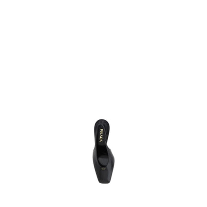 Slingback Pumps Heels by Prada for women in bos taurus calf leather black & monogram features a effortlessly chic Women's Bos Taurus Calf Leather Slingback Pumps Heels design with a sophisticated and elegant square toe style.